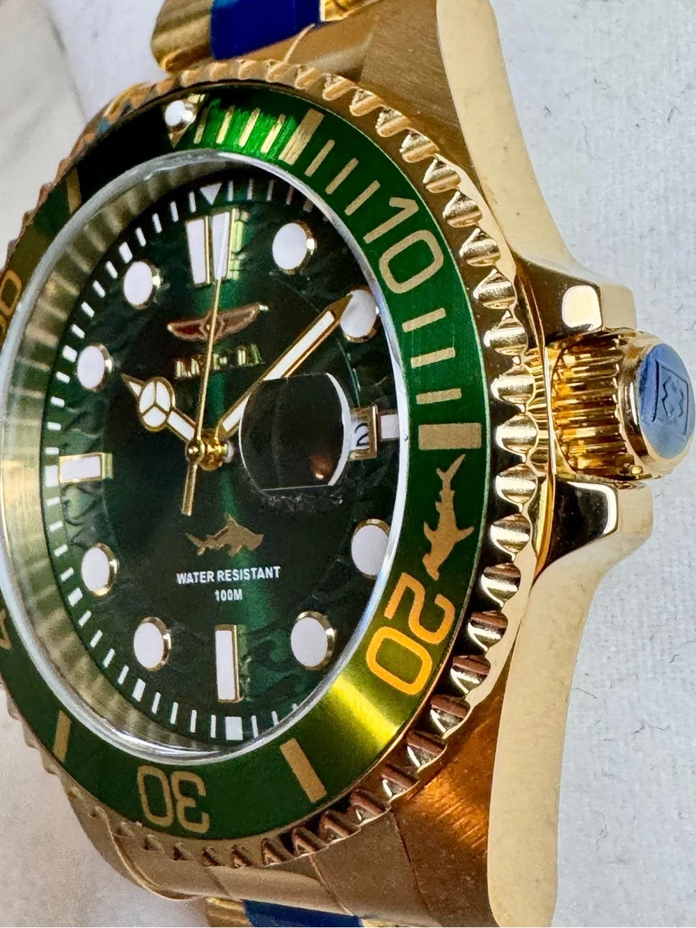 Invicta Pro Diver Green/Gold 43mm Quartz Watch NWT